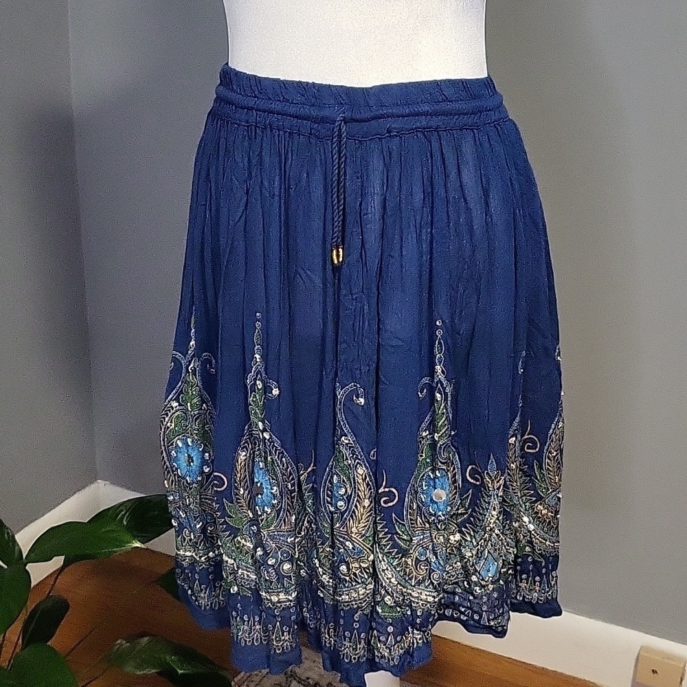 No Label Boho Embellished Pull On Skirt - See Measurements